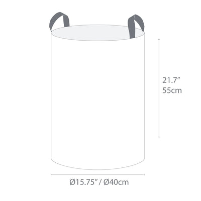 mått tvättkorg tyg förvaring grå beige design med handtag