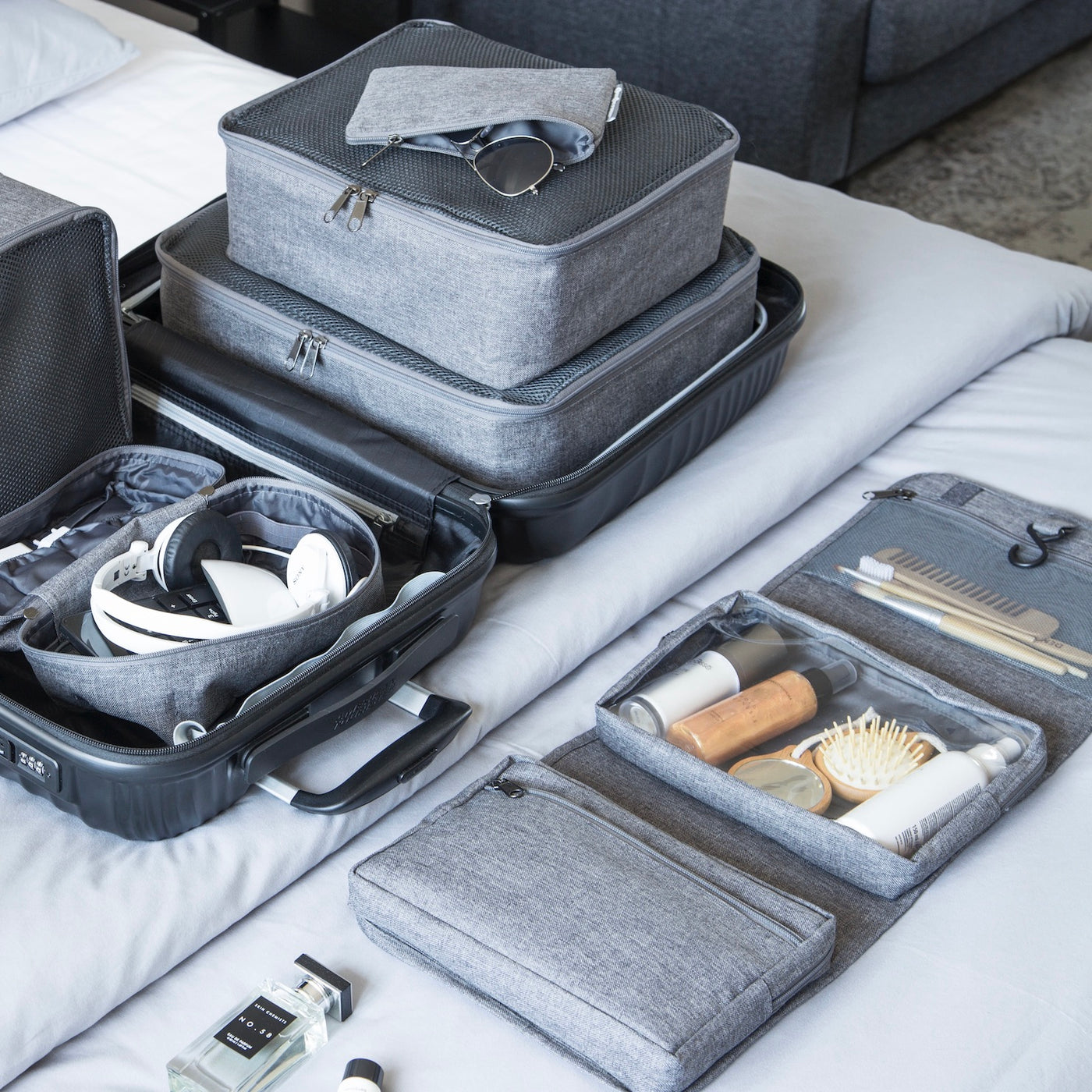 organisera resan packning inspiration serie grå förvaring fack